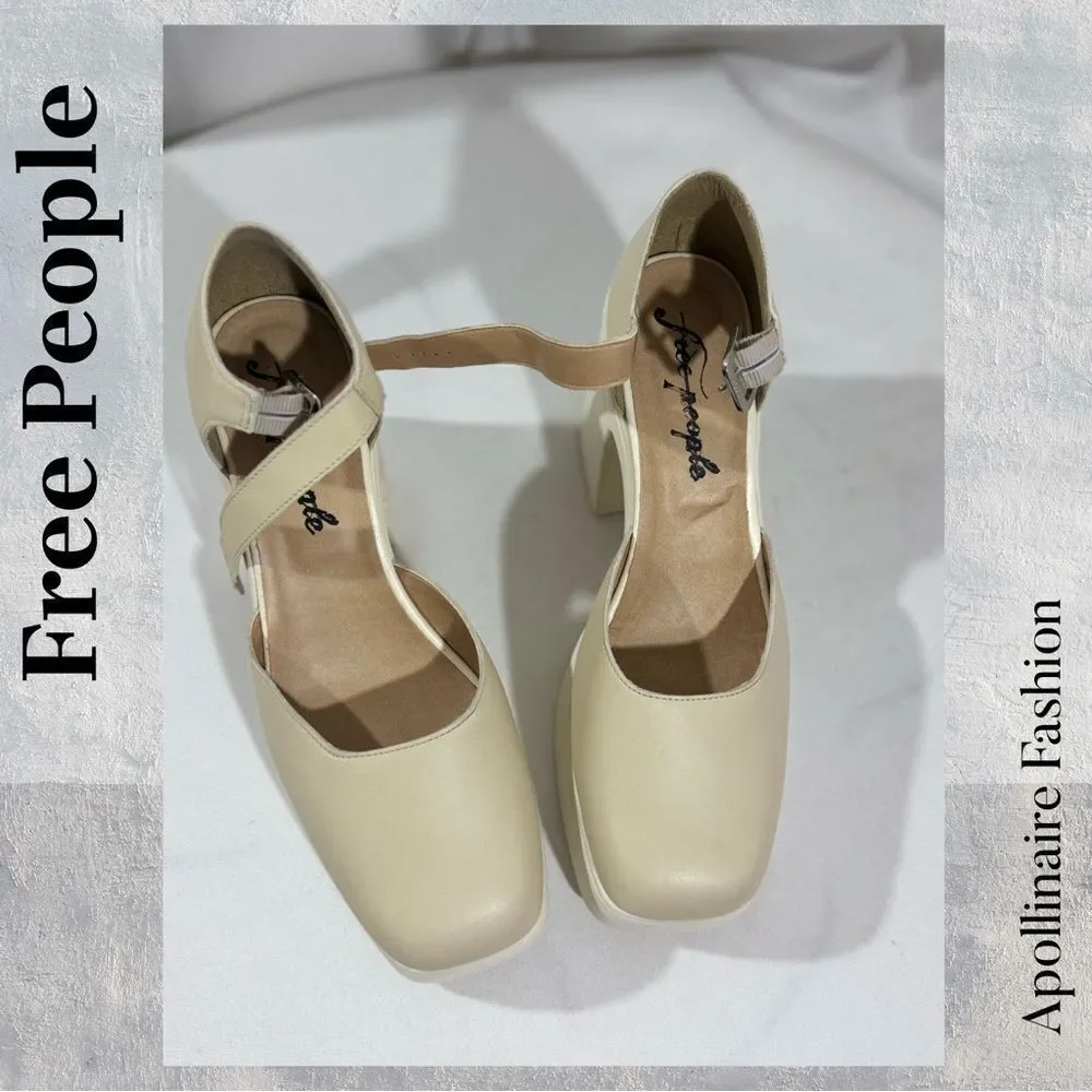 Free People Gwen Mary Jane Platform Heels in Moonlight Size 40 New or 10 US